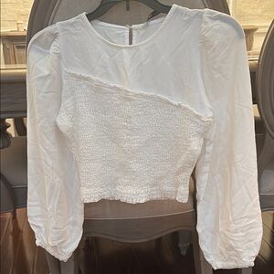 Zara Chic White Smocked Women's Blouse